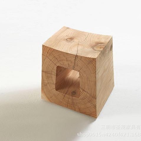 现代简约家用实木凳餐厅甜品店原木凳创意个性凳装饰凳摆件方墩子