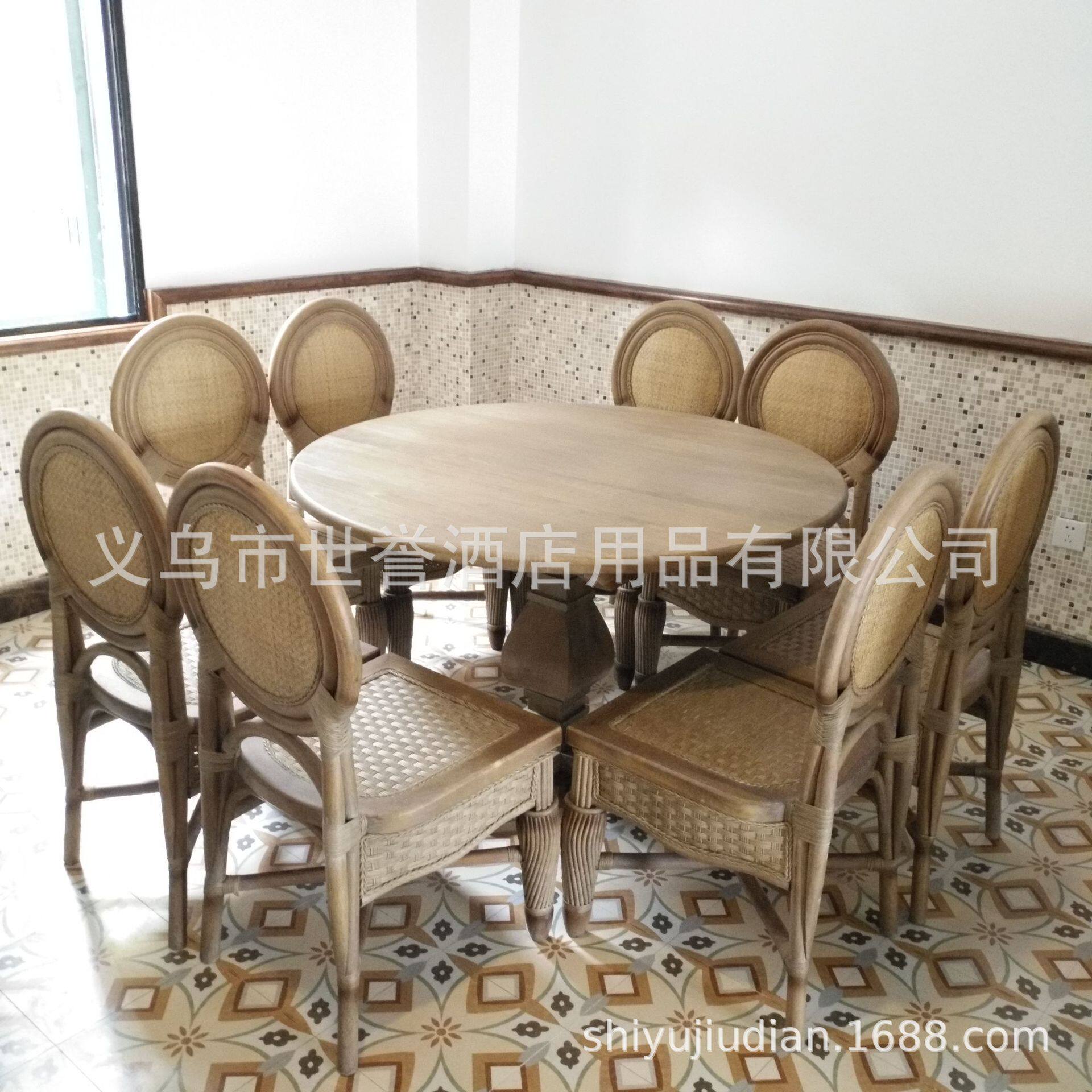 南昌复古餐厅藤艺桌椅 时尚餐厅餐椅 港式茶餐厅全藤椅
