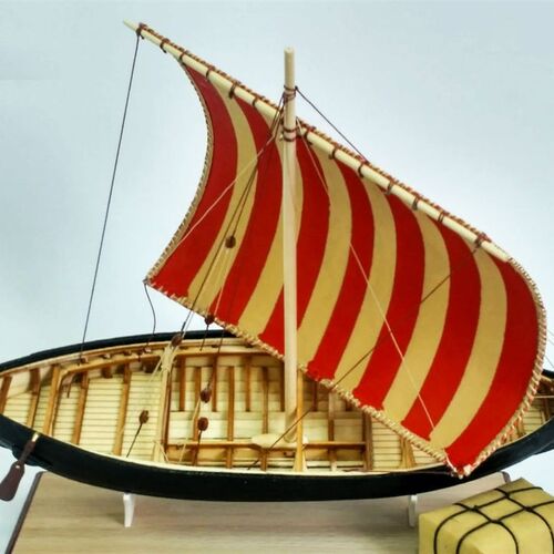 极速Sailboat model assembly kit 1:72 Viking Knarr wooden shi
