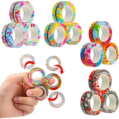 极速3PCS Finger Magnetic Spinne Colorful Fidget Ring Spinner