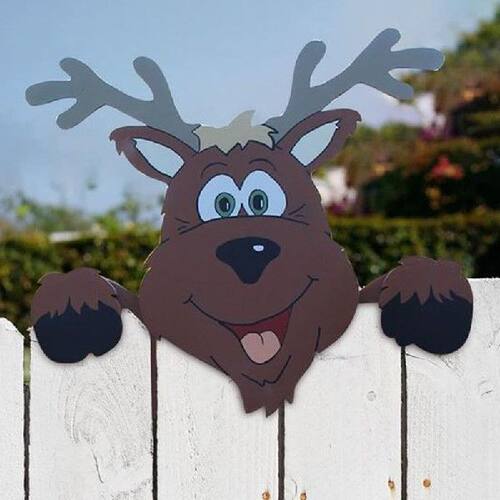 极速2022 Outdoor Garden Holidays Santa Claus Fence Peeker Fo