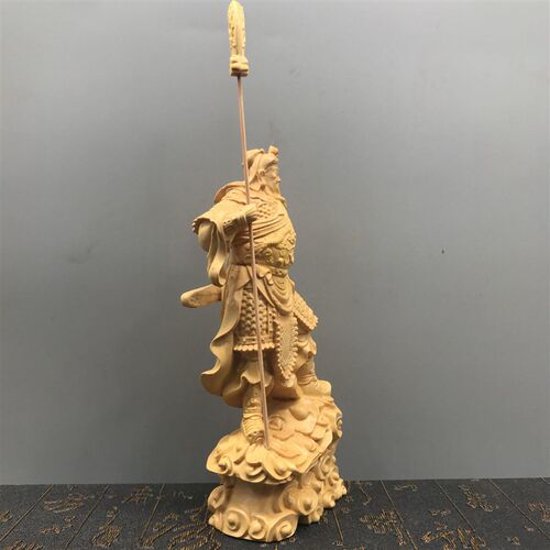 极速黄杨木实木人物关二爷招财供奉摆件工艺品武财神大刀关公木雕