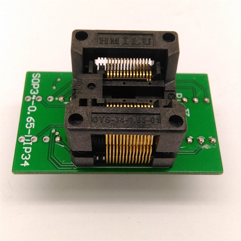 SSOP28芯片烧录座 转DIP28测试座 OTS34-0.65-01 SOP28芯片编程座