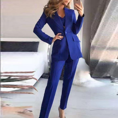 极速Woman Vintage Black Slim Fit Blazer 3 Pcs Suit Autumn El