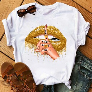 极速New Love Lips T Shirt Women Summer Casual Tshirts Tees H