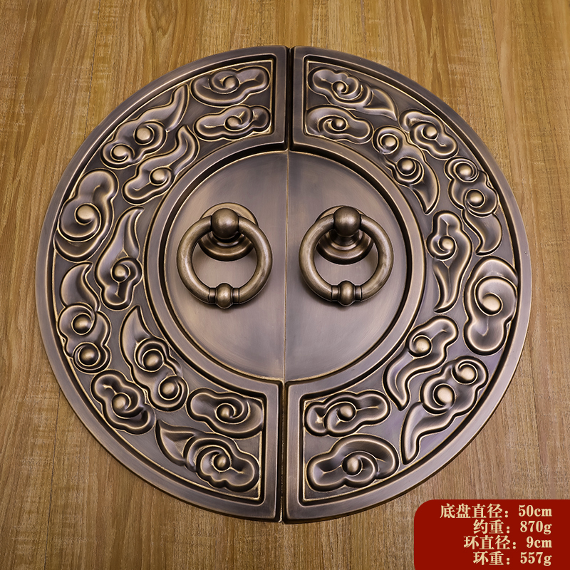 中式仿古大门纯铜拉手铜把手老式别墅庭院木门门环圆形双门铜配件