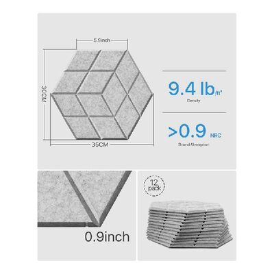 好货12 Pack Self-Adhesive Acoustic Sound Proof Foam Panels 1