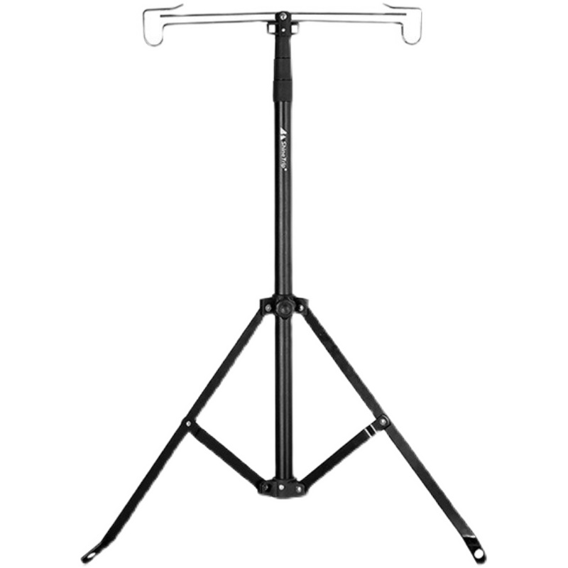 户外露营便携式铝合金马灯架杆野营置物架灯杆地插三角挂灯挂架子