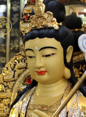 台湾铜鎏金佛像东方三圣 日光菩萨 月光菩萨 药师佛 佛堂供奉摆件