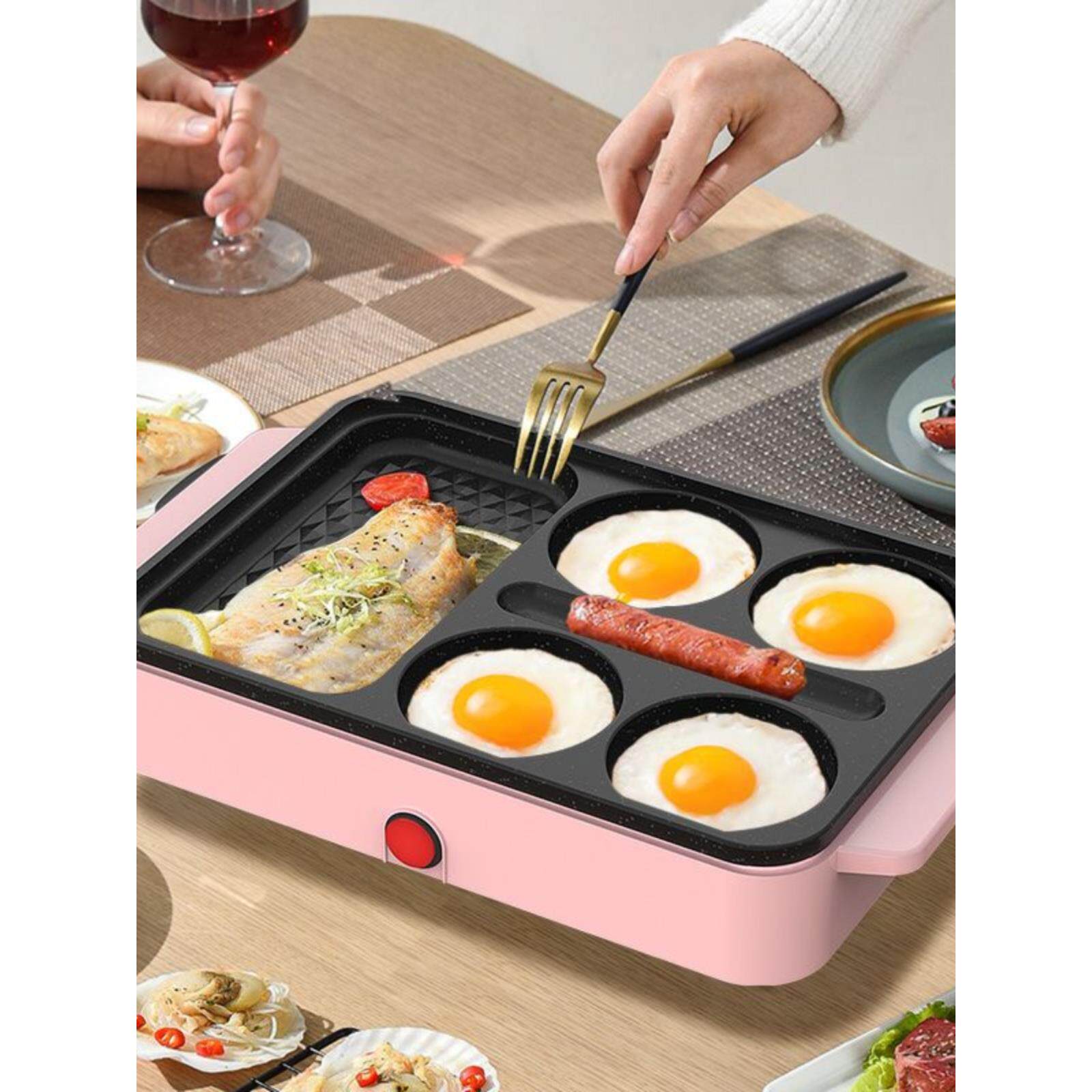 煎鸡蛋神汉堡机家不粘平底煎锅饼早餐机器煎饼用锅四孔电煎蛋烙堡