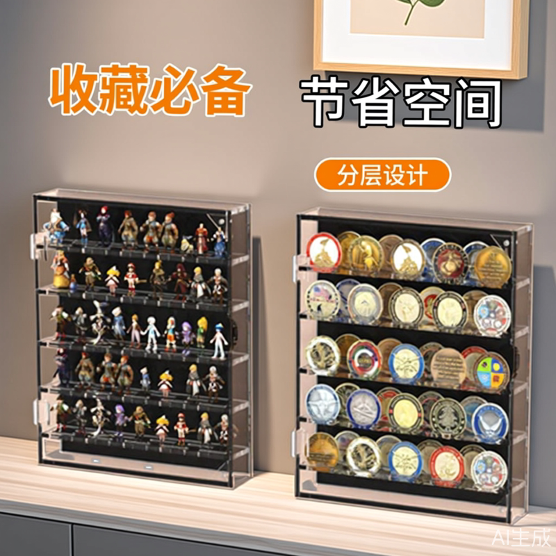 透明收纳盒纪念币展示架收藏徽章硬币亚克力展示盒马拉松奖牌勋章