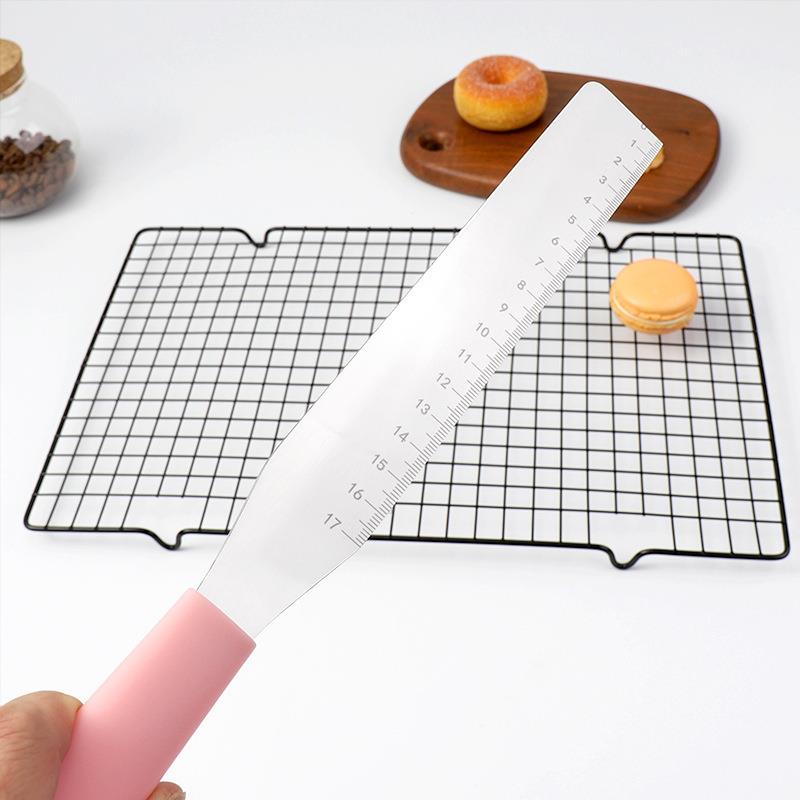 裱花蛋糕抹刀奶油专用刀直角圆角小刮刀抹面烘焙工具带刻度8/10寸