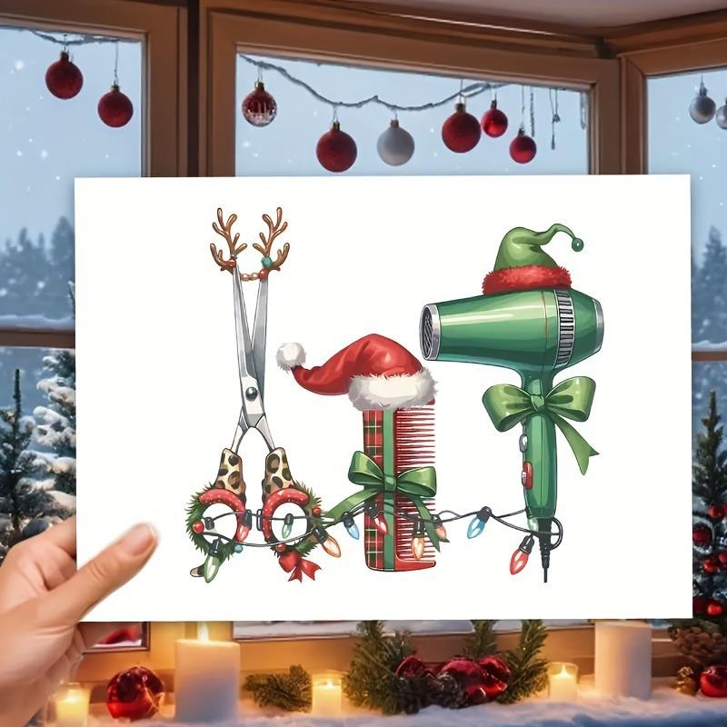 TEMU爆款现货发型师理发师感谢圣诞贺卡套装信封纸现货节日贺卡