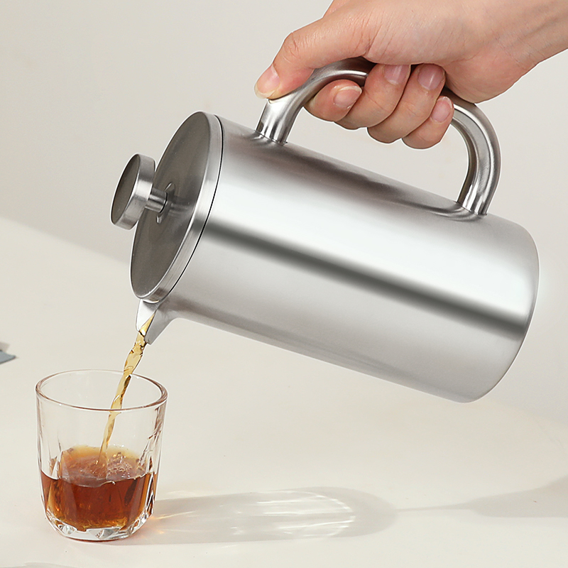 ?双层不锈钢法压壶咖啡壶家用法式滤压壶冲泡茶壶保温手冲咖啡用