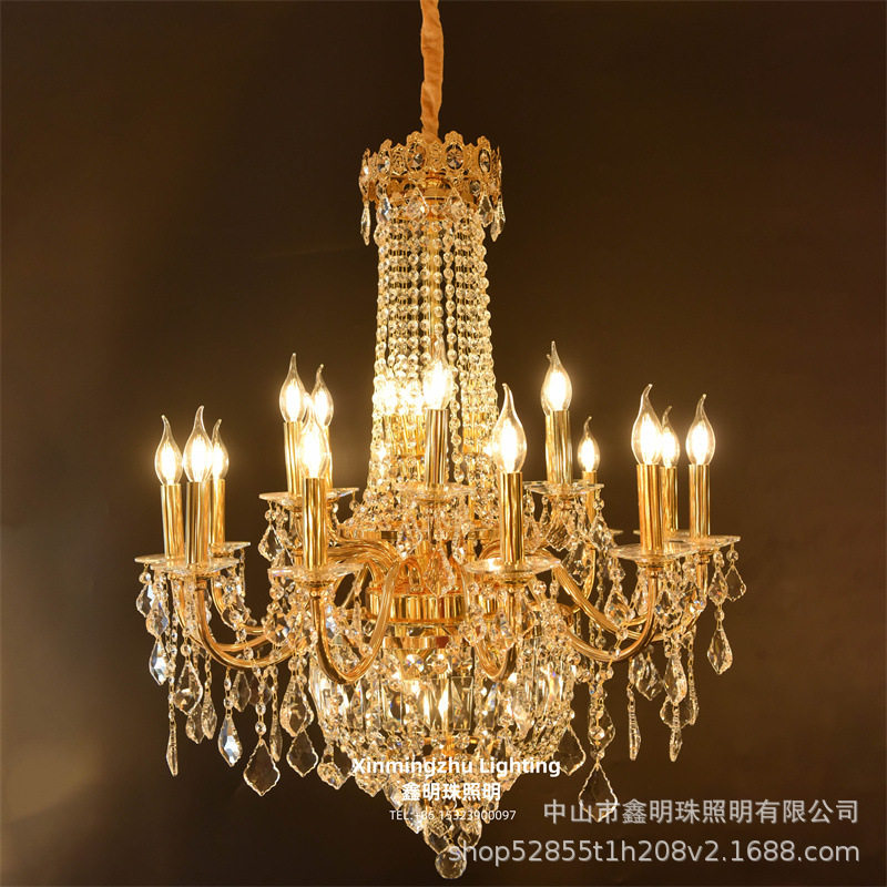 欧式水晶大吊灯酒店会所大堂婚庆水晶灯别墅轻奢复式楼吊灯厂家
