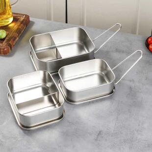 304不锈钢饭盒长方形带盖学生食堂打饭便当盒蒸饭分格不串味