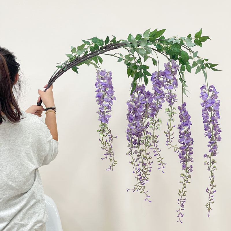 垂感紫藤花花假花摆设装饰花艺垂吊花藤长枝干花婚庆拍照插花
