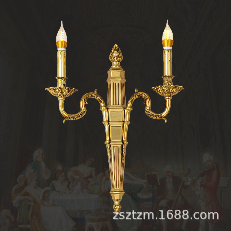 法式复古奢华别墅客厅书房卧室床头灯欧式脱蜡铜灯饰轻奢全铜壁灯