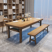 实木书桌学生家用双层收纳写字桌多人办公桌客厅双层长条桌工作台