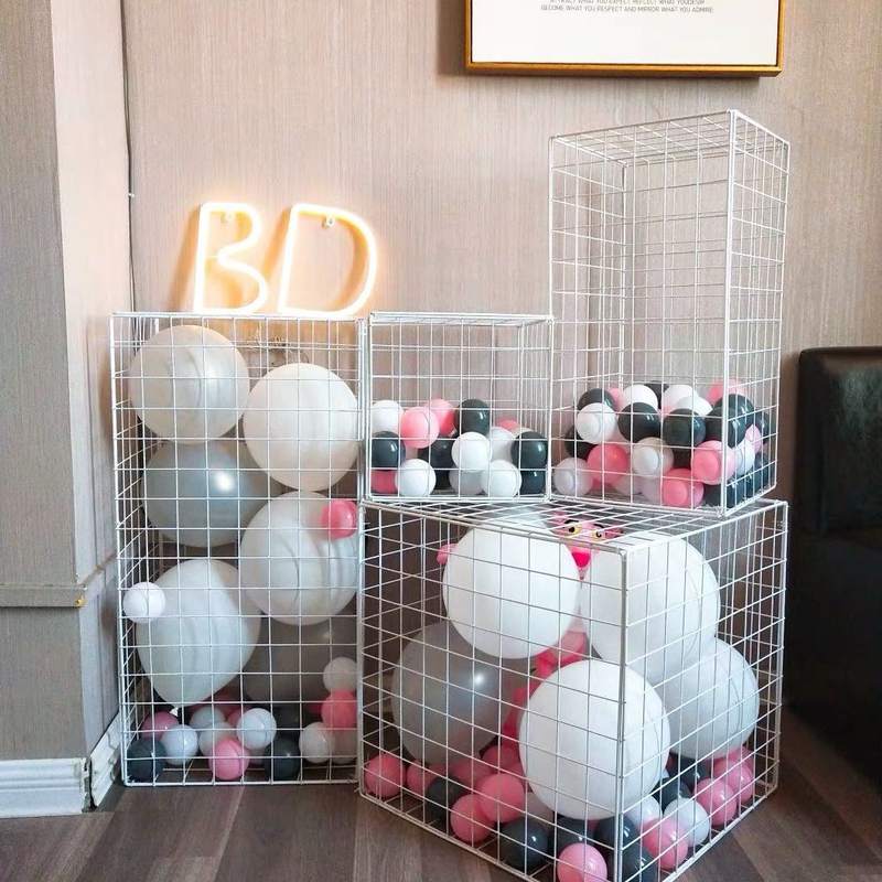 海洋球铁网格立方体柱泡面小堂婚庆布置餐厅奶茶店橱窗装饰