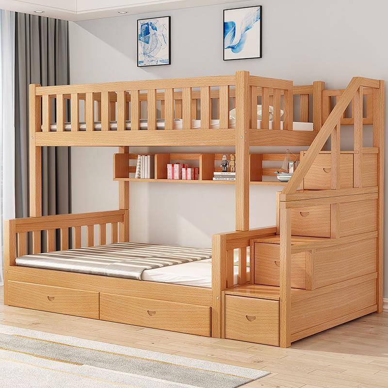 榉木儿童床上下床双层床高低床子母床上下铺双层木床全实木儿童床