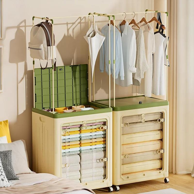 落地挂衣架卧室家用晾衣架子多功能衣物收纳箱多功能可移动收纳箱