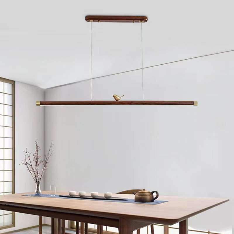新中式黑胡桃木一字长条吊灯极简办公室书房茶室餐厅禅意吧台吊灯,生活电器,缝纫机配件,淘宝优惠券,粉丝福利购,淘宝优惠卷