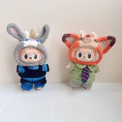 仅衣服】纯手工拉布布挂件衣服钥匙扣LABUBU着替朱迪尼克套装现货