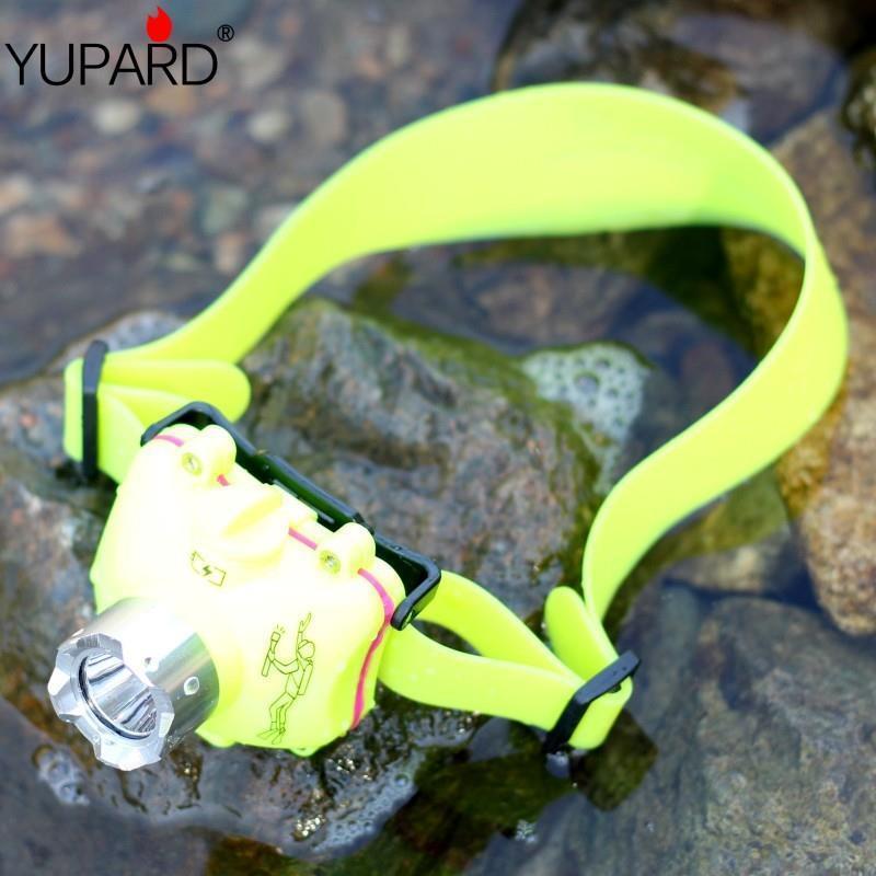 Q5 LED潜水充电头灯强光水下防水远射补光黄光内置锂电池头灯