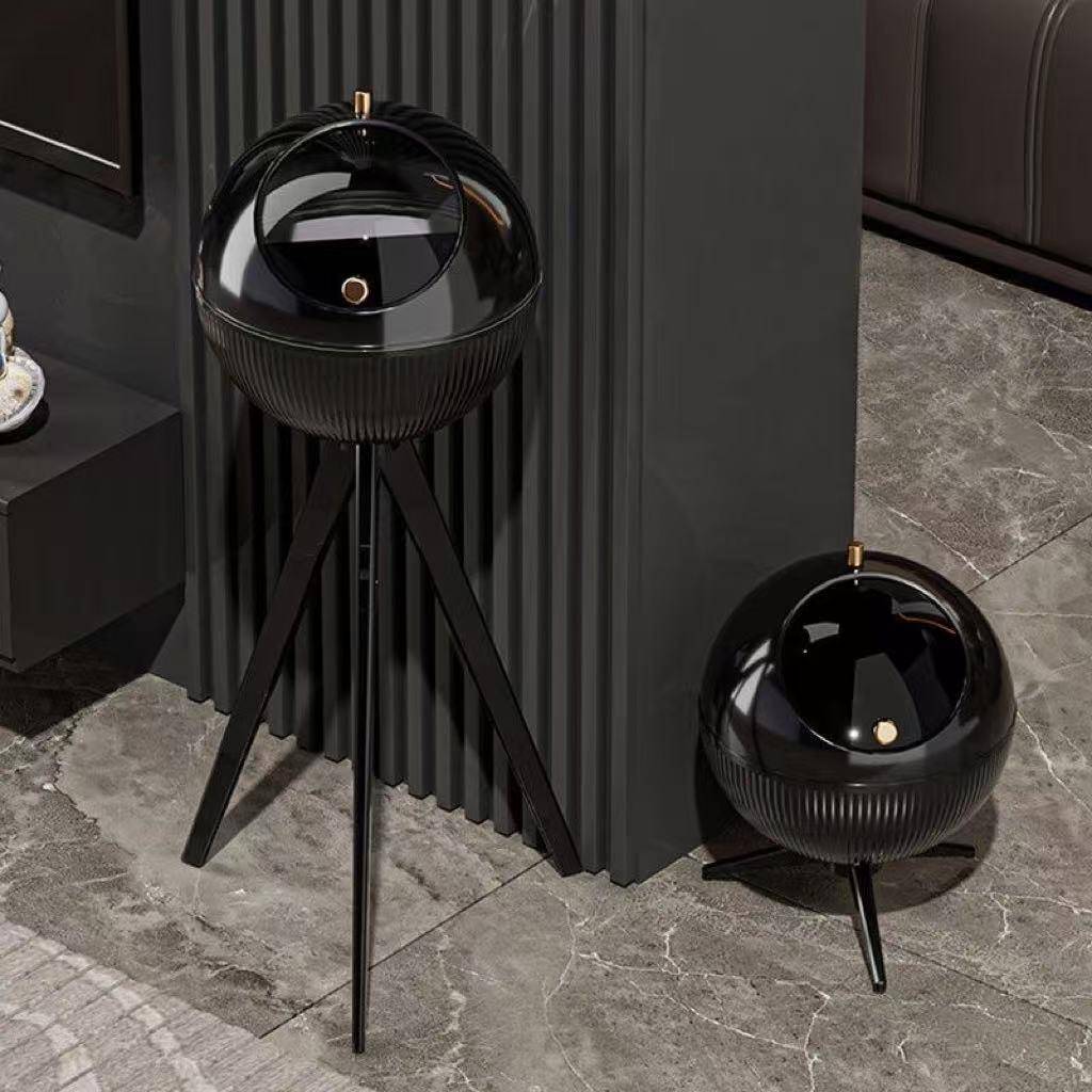 轻奢高脚垃圾桶家用卧室客厅软装收纳桶大容量置物架免弯腰垃圾架