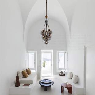 楼梯吊灯长吊灯简约现代旋转loft公寓挑空客厅灯斜顶小复式楼吊灯