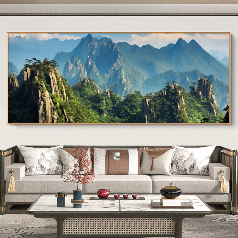 有山无水客厅装饰画入户进门沙发背景墙挂画办公室大尺寸风景壁画