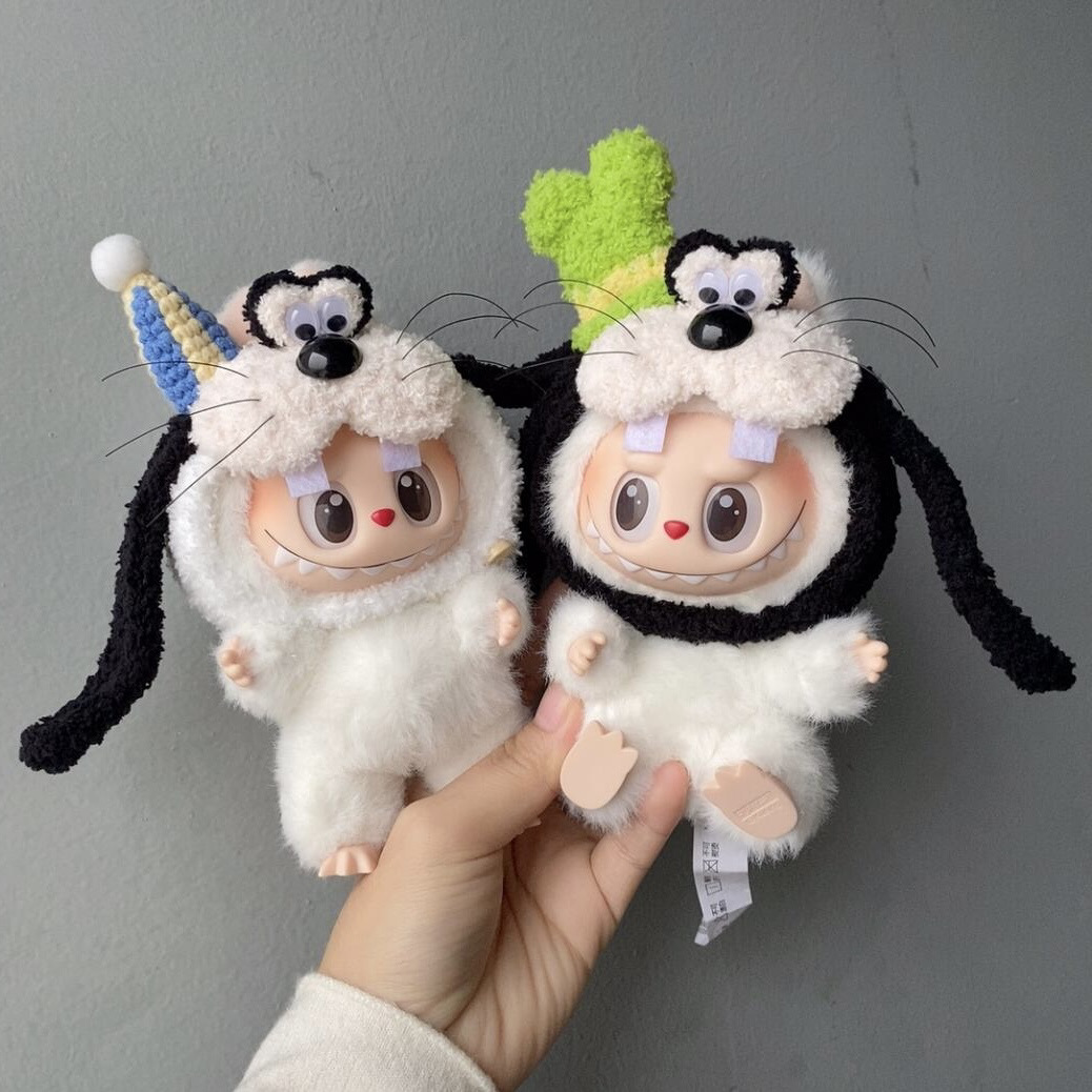 日本品质labubu拉布布搪胶衣服娃衣周边拉布布高飞布鲁托头套发箍