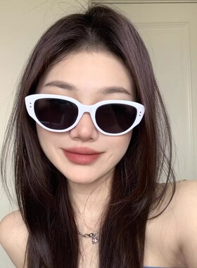 日本品质白色猫眼太阳镜网红墨镜2025新款ins欧美辣妹风造型拍照