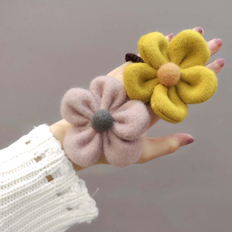 High Elastic Hair Band Plush Flower Hair Clip Hair Tie