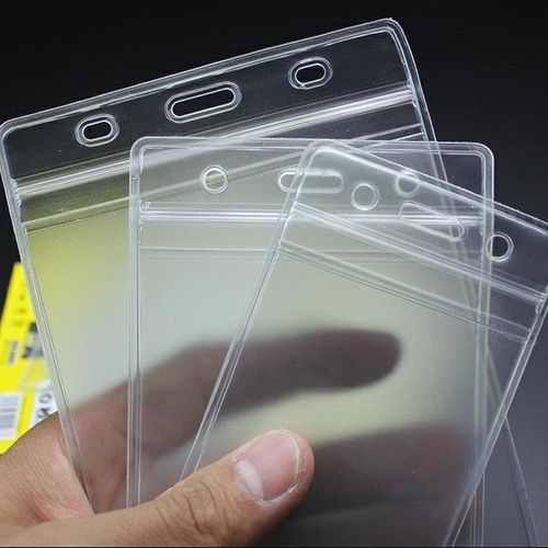 10 PCS Transparent Vinyl Plastic ID Card Holder with Zipper