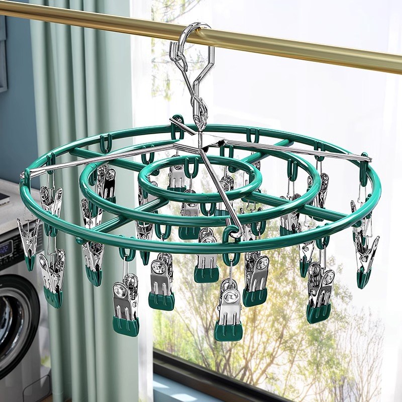 德国不锈钢袜子晾衣架家用多夹子防风晒衣夹内衣无痕晾晒神器