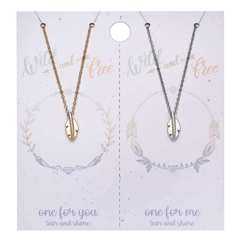 -Simple Leaf Pendant paper card Necklace couple necklace pap