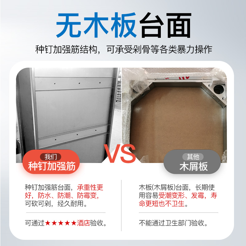 定制304不锈钢工作台双层置物架打包台厨房案板台操作台荷台商用