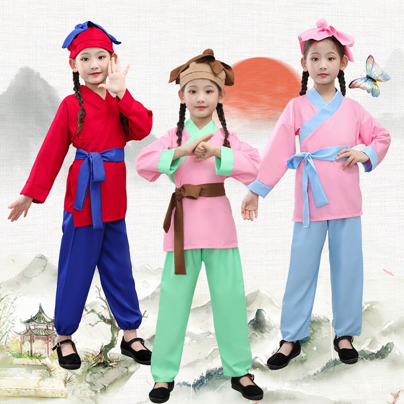 儿童古装汉服摄影服孔融让梨孟母三迁守株待兔表演服才子演出服