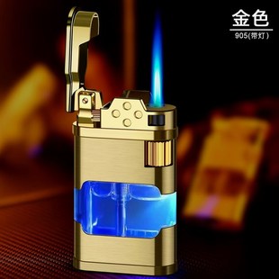 复健火机透明创意带灯防风砂轮直冲蓝焰火机个性砂轮火机