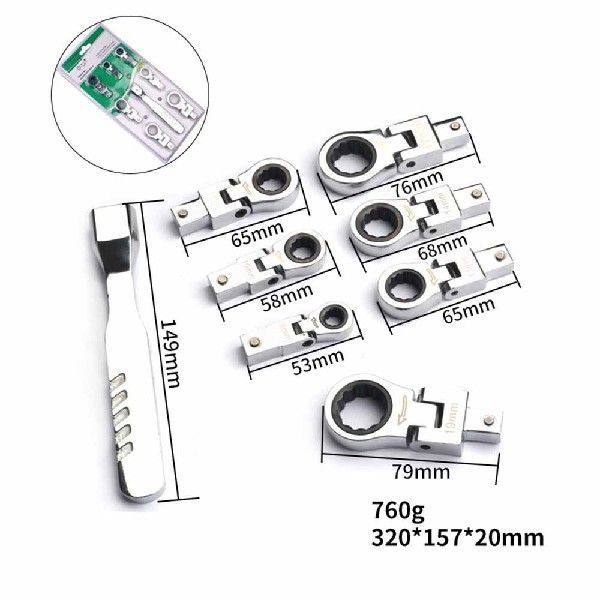 8Pcs Shaking Head Wrench Replaceable Ratchet Shaking Head