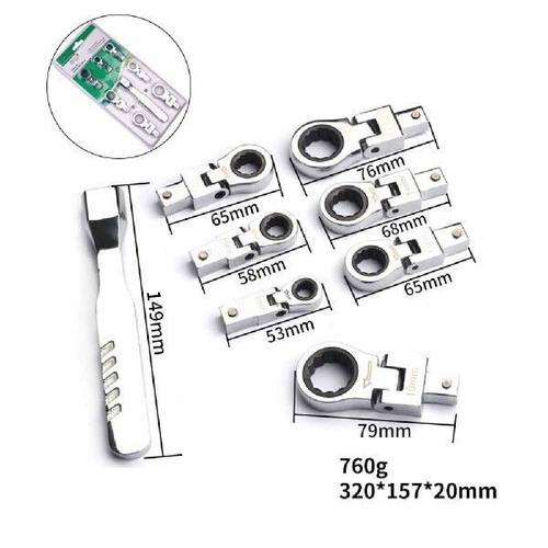 8Pcs Shaking Head Wrench Replaceable Ratchet Shaking Head