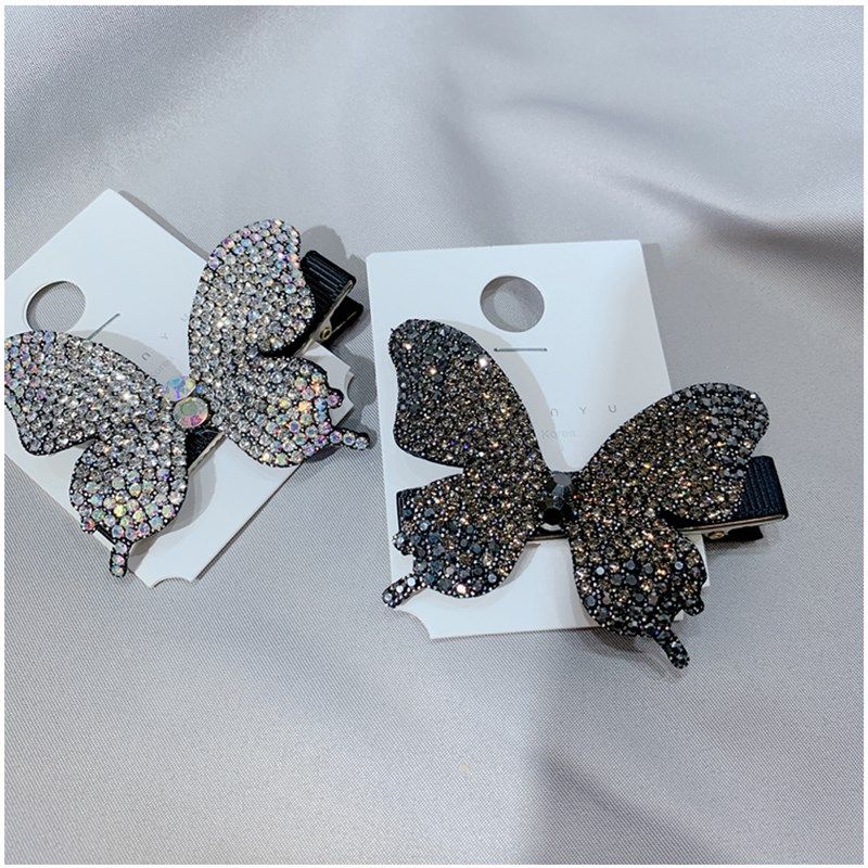 Super Fairy Full Diamond Butterfly Hairpin Simple Side Clip
