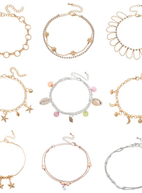 Casual fashion accessories beach shells starfish anklets脚链