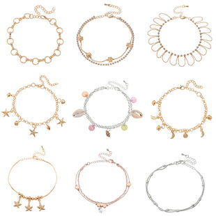 Casual fashion accessories beach shells starfish anklets脚链