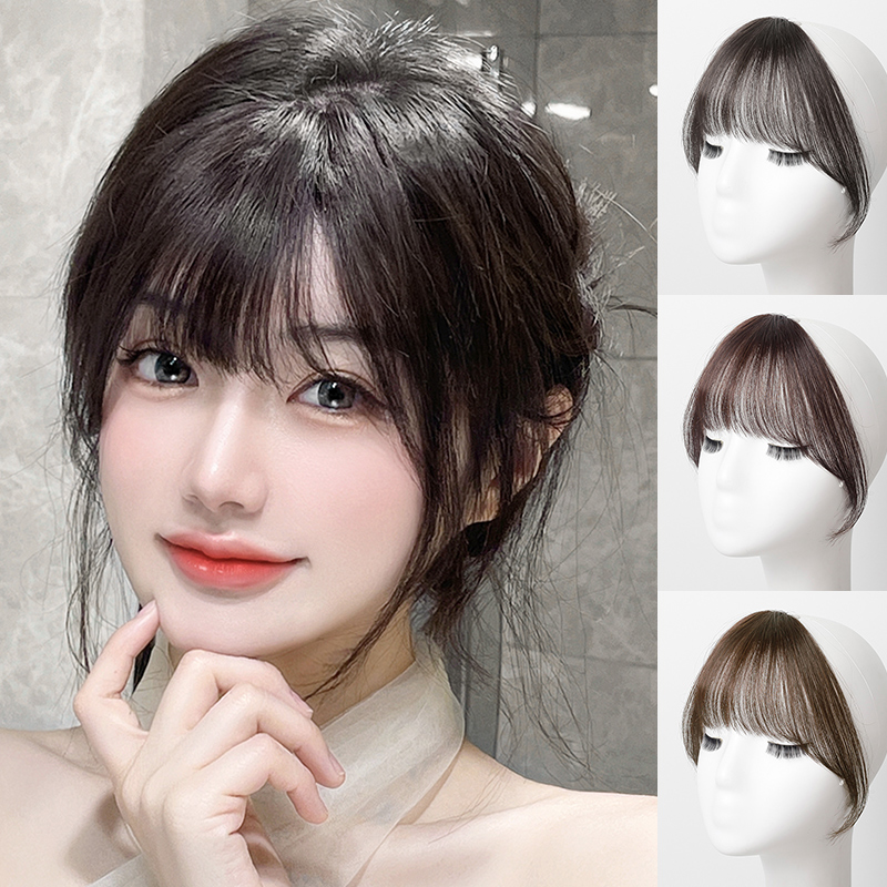 法式刘海假发女自然真发假刘海发片圆脸大脸空气刘海假发片假头帘