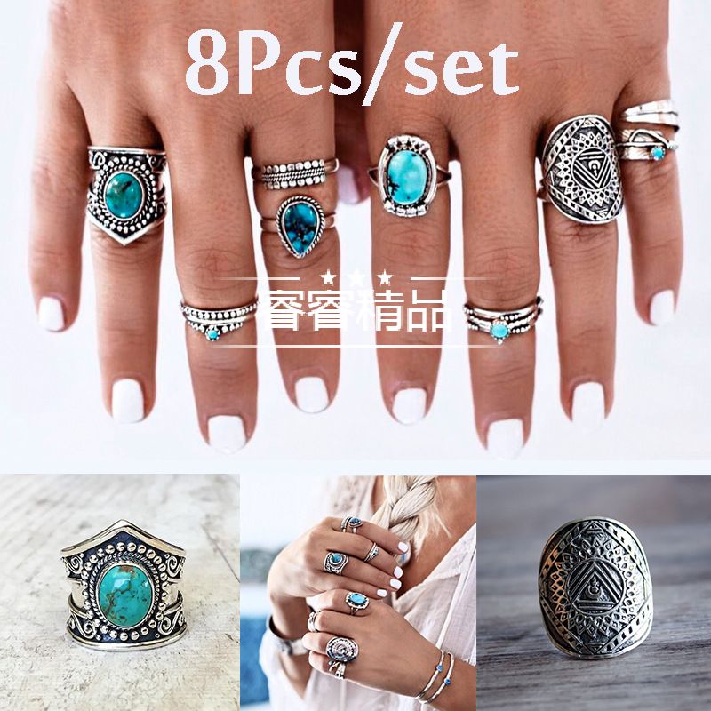 极速8pcs joint finger ring Vintage Knuckle ring women jewelr
