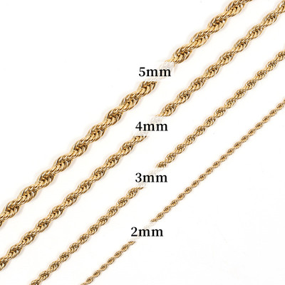 New Classic Rope Chain Necklace Men 2 Colors Simple Stainles