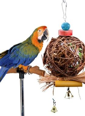 Macaw Parakeet Hanging Sepak Takraw Nest Cockatiels Straw